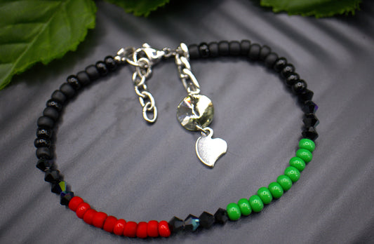 Afro Beaded Tennis Crystal Charm  Bracelet